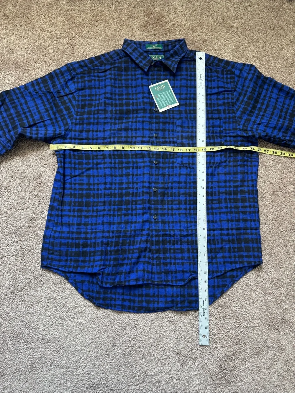 Vintage ‘91 Levi’s Sutter Creek Flannel Shirt Mens XL Blue Plaid Workwear Grunge